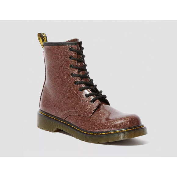 Dr. Martens Junior Girls US 3 EU 34 Brown 1460 Coated Glitter Lace Up Boots - Picture 2 of 9